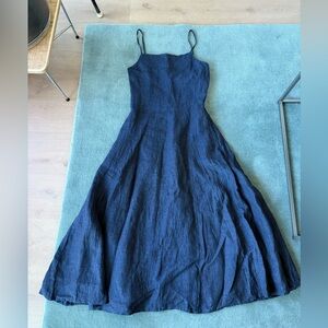 Something to Hold Navy Midi Linen Dress